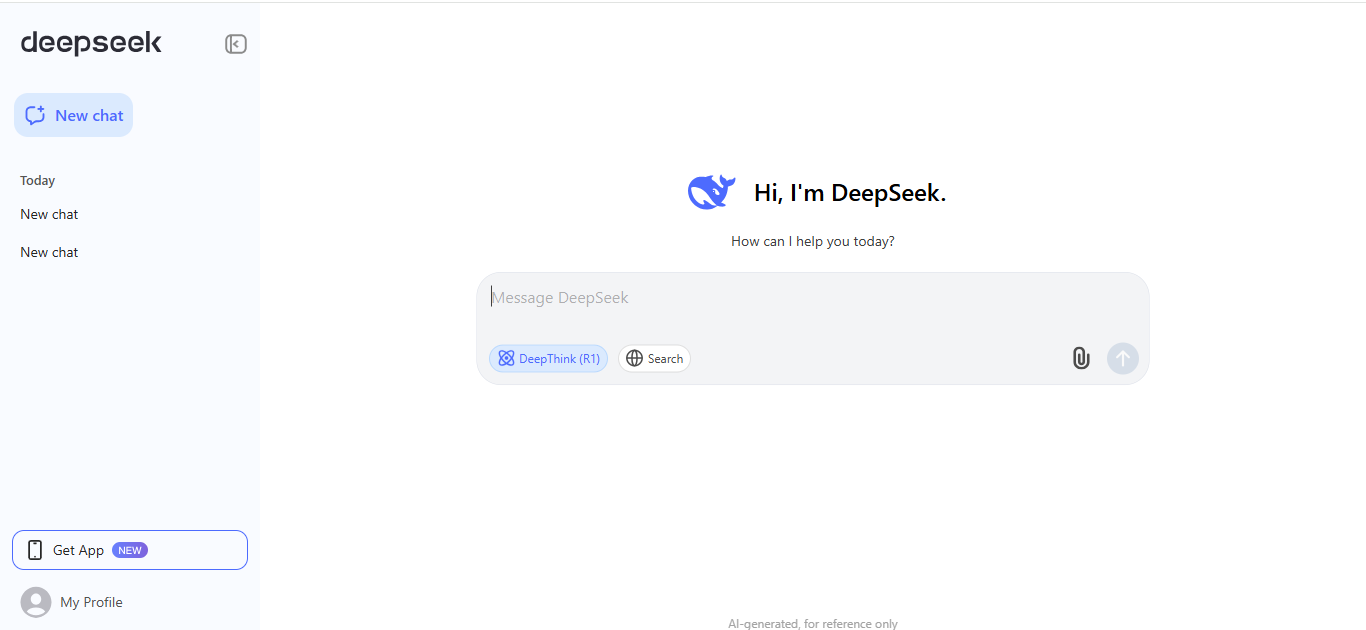 DeepSeek user interface